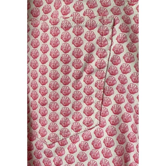 Vineyard Vines White Pink Sea Shell Cotton Pants Womens Zip Up Pockets Size 14 - Picture 4 of 10